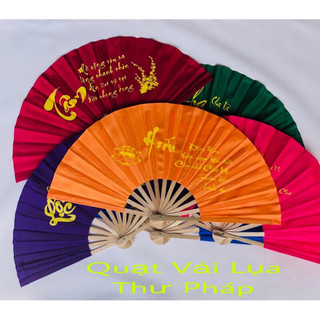 Quạt vải lụa thư pháp 32x61cm / quạt vải cầm tay