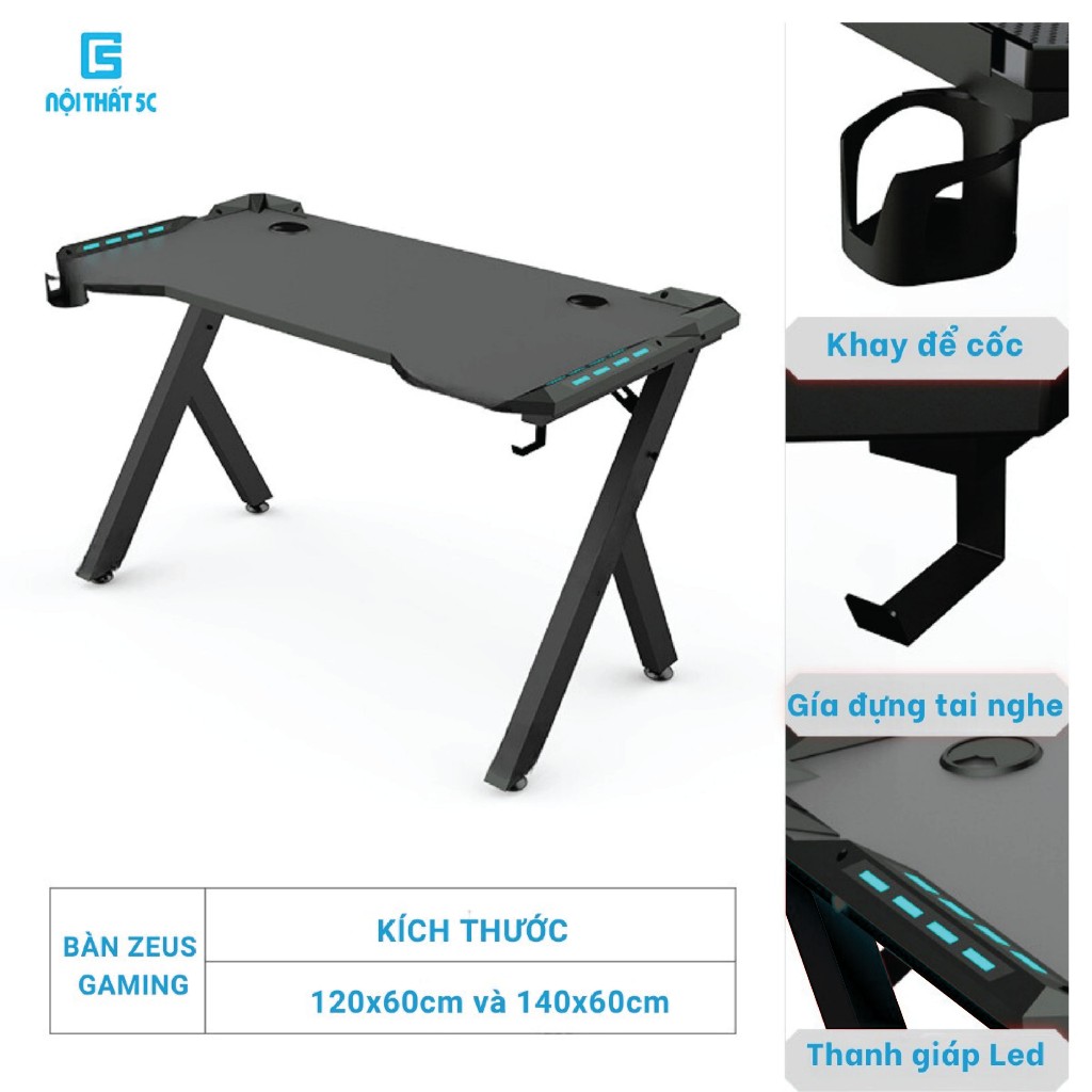 Bàn làm việc, bàn gaming 5C-Gaming Speed đa dạng mẫu mã, kích thước lớn 1m4,1m2 để máy tính, PC,chân sắt gỗ MDF dày 15mm | BigBuy360 - bigbuy360.vn