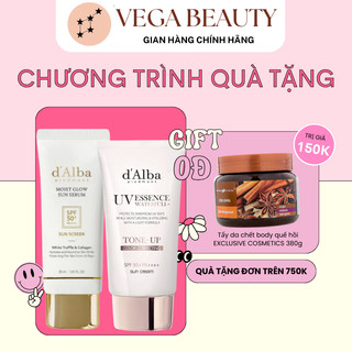 Kem chống nắng D'ALBA Moist Glow Sun Serum/UV Essence Waterfull Tone up SPF 50+ PA++++ 30ml cấp ẩm cho da