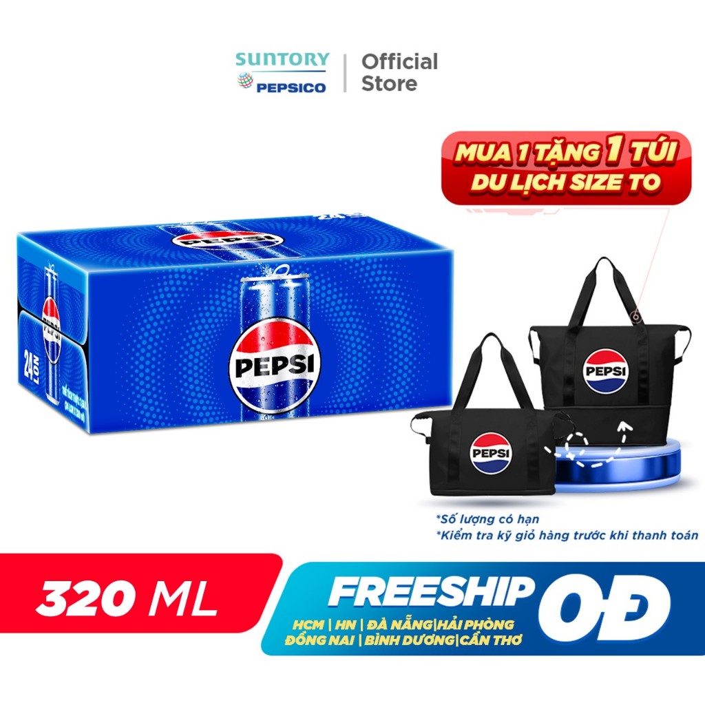 Thùng 24 LonNước Ngọt Có Gaz Pepsi Lon Xanh (320ml/lon)