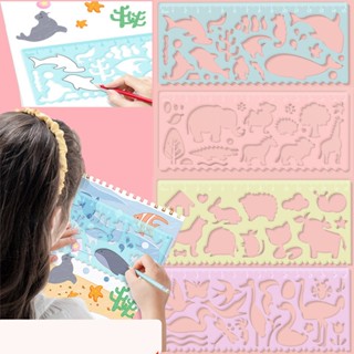 Set 4 thước khuôn vẽ hình động vật - hoạt hình dễ thương