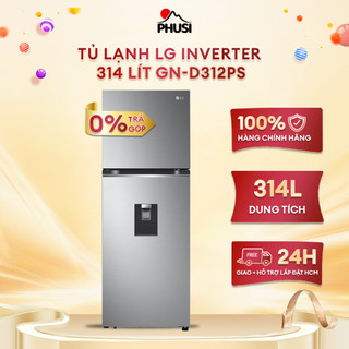 Gn-d312ps - tủ lạnh lg inverter 314 lít gn-d312ps
