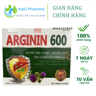 Viên uống Giải độc gan ARGININ 600 CÀ GAI LEO TỎI ĐEN - Hỗ trợ  mát gan ,hạ men gan