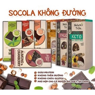 Socola ăn kiêng không đường,Thuần chay Nature's Tribe nhập khẩu Úc 80G