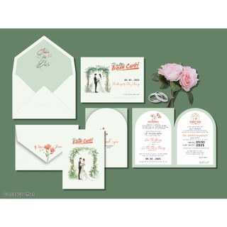Thiệp cưới chipi cô dâu chú rể dể thương, nhận in sl ít, giá rẻ DQ24A24