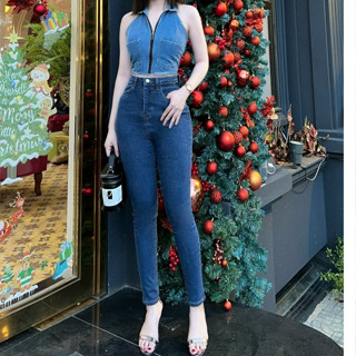 Quần Jean Nữ  Dáng Ôm , Ống Bo Skinny Lưng Cao , Quần Bò Bó Co Giãn , Phong cách Trẻ Trung , Form Dài . ( 8202 )