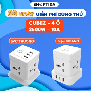 Ổ điện đa năng Shoptida Cubez, USB - Type C, 4 lỗ cắm tải 2500W , 1 đổi 1 36 tháng chính hãng