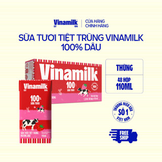Thùng 48 hộp sữa tươi tiệt trùng Vinamilk 100% Hương Dâu 110ml [CẬN DATE]