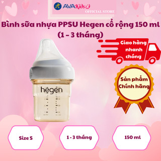 Bình sữa hegen ppsu 150ml núm ti size s từ 1 – 3 tháng