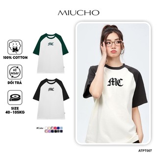 Áo thun phối unisex form rộng ATPT007 Miucho chất vải cotton in typography