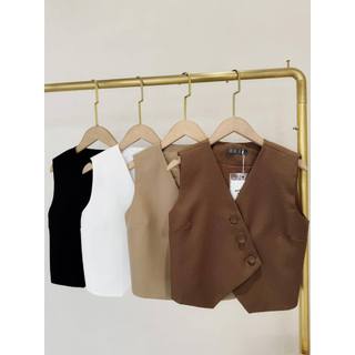 Áo gile crop khuy bọc nút chéo thời trang hot trend