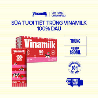 [CẬN DATE]Thùng 48 Hộp Sữa tươi tiệt trùng Vinamilk 100% Hương Dâu 180ml
