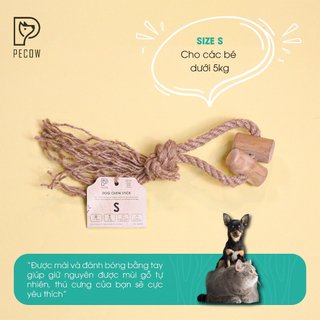 Pet Chew Stick - Đồ chơi cho thú cưng thắt nút bằng gỗ cà phê và dây thừng bản 2 cục Size S