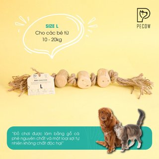 Pet Chew Stick - Đồ chơi cho thú cưng thắt nút bằng gỗ cà phê và dây thừng bản 3 cục Size L
