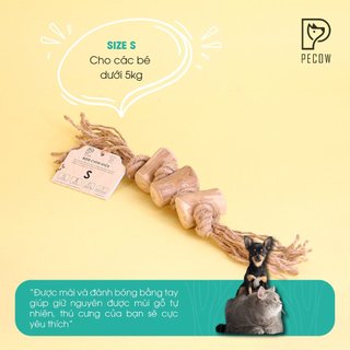 Pet Chew Stick - Đồ chơi cho thú cưng thắt nút bằng gỗ cà phê và dây thừng bản 3 cục Size S