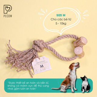 Pet Chew Stick - Đồ chơi cho thú cưng thắt nút bằng gỗ cà phê và dây thừng bản 2 cục Size M