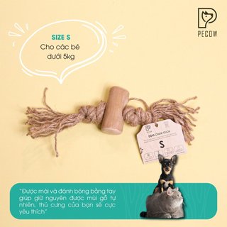 Pet Chew Stick - Đồ chơi cho thú cưng thắt nút bằng gỗ cà phê và dây thừng bản 1 cục Size S