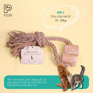 Pet Chew Stick - Đồ chơi cho thú cưng thắt nút bằng gỗ cà phê và dây thừng bản 2 cục Size L