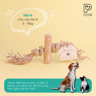 Pet Chew Stick - Đồ chơi cho thú cưng thắt nút bằng gỗ cà phê và dây thừng bản 1 cục Size M