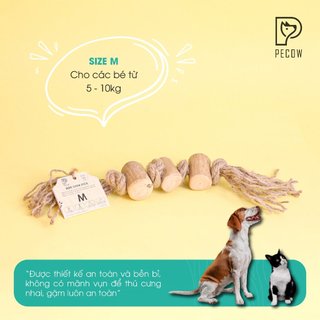 Pet Chew Stick - Đồ chơi cho thú cưng thắt nút bằng gỗ cà phê và dây thừng bản 3 cục Size M