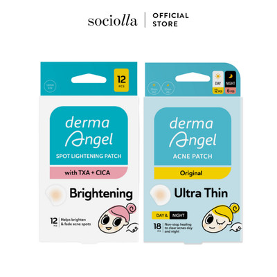 Combo 2 Miếng Dán Mụn Hút Mụn, Giảm Tái Viêm, Giảm Thâm Dùng Cả Ngày Derma Angel Spot Lightening 12pcs & Mix 18pcs