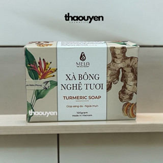 Xà Bông Nghệ MELA Thiên Nhiên Làm Sạch Da Sáng Mịn, Xà Phòng Giảm Mụn Lưng Tẩy Da Chết Thoáng Lỗ Chân Lông 100g