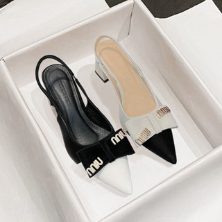 Giày Cao Gót MEYBANNI Đế Vuông Mũi Nhọn 6P Phối Nơ ᑎᑎIᑌ ᑎᑎIᑌ Siêu Hot - D70