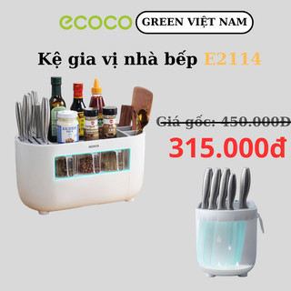 Kệ Đựng Đồ Nhà Bếp ECOCO E2114 Có Ngăn Cài Dao, Đựng Đũa Thìa - Kệ Có 6 Ngăn Đựng Gia Vị Cao Cấp