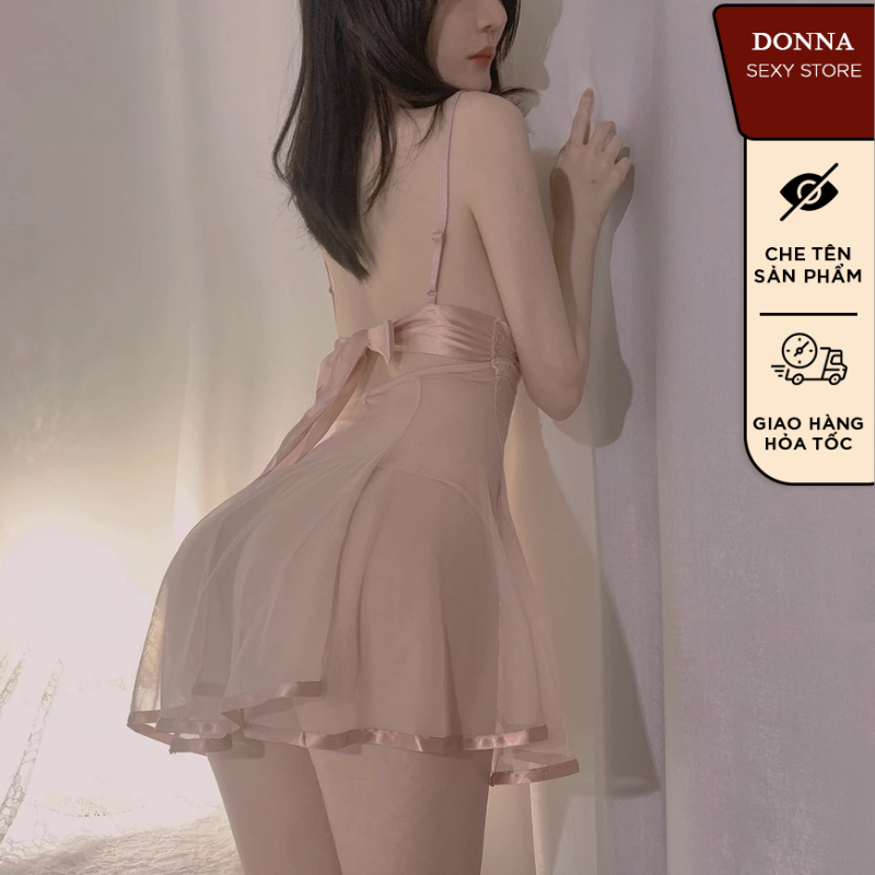 Váy ngủ sexy A115 chất liệu voan siêu mỏng tặng kèm quần chip | BigBuy360 - bigbuy360.vn