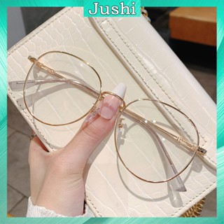 Mắt kính gọng tròn nữ thời trang 2025, kính giả cận kim loại đi đường, xe chống tia uv màu vàng, đen_MS68