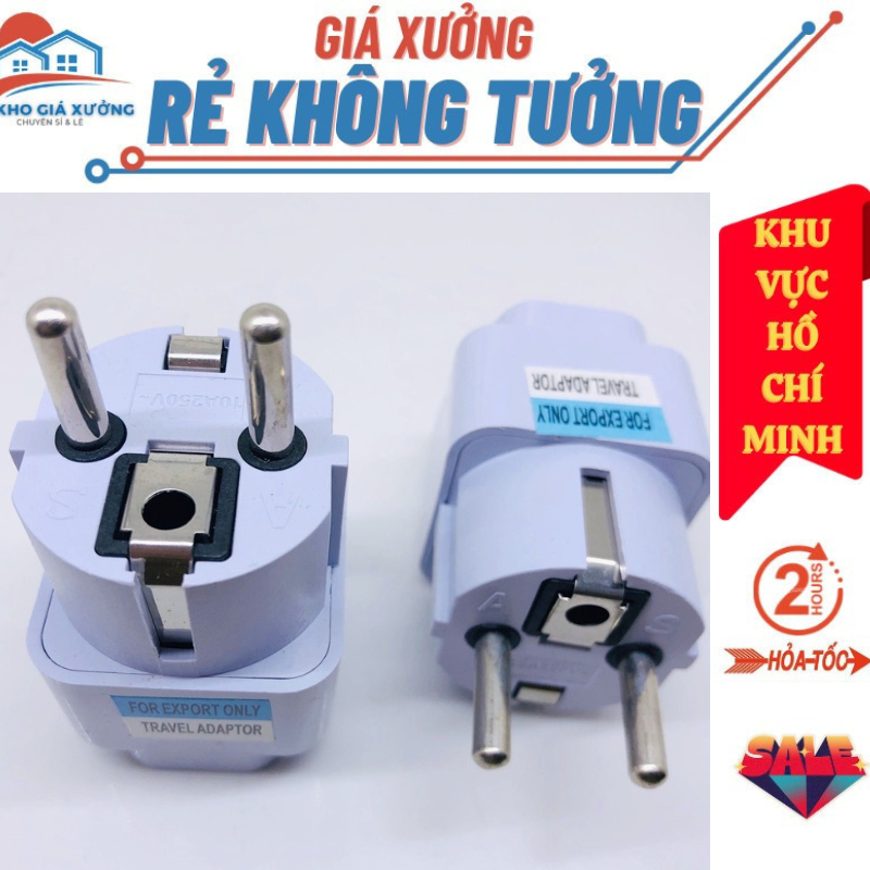 [ Giá Xưởng ] Bộ Chuyển Đổi Phích Cắm 3 Chấu Sang 2 Chấu, Phích Cắm Chân Tròn Tiện Lợi