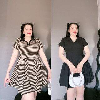 Đầm Dự Tiệc Bigsize Cổ Bẻ Nữ Tay Ngắn Ôm Body Dáng Xòe Chất Gân Tăm Co Giãn BIGSIZE CÔ NHỎ Từ 60-95kg G122
