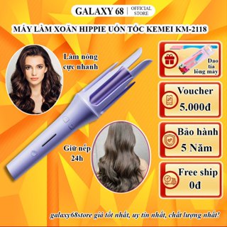 Máy làm xoăn hippie KM-2118, máy uốn tóc sóng nước tự động mini giá rẻ Kemei chính hãng