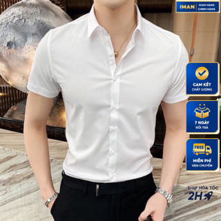 Áo Sơ Mi Nam Ngắn Tay Công Sở Vải Lụa Nến , Sơ Mi Nam Cộc Tay Hàn Quốc Đa Dạng Màu Sắc Dáng Slimfit, VNXK