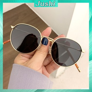 Kính râm nữ đi biển thời trang 2024, mắt kính dâm gọng tròn kim loại chống tia uv màu đen, nâu - cho khuôn mặt nhỏ