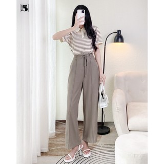 Quần vải nữ Twentyfive  suông, khuy dấu, có dây buộc ở đai QH13