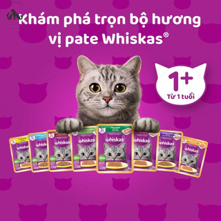 Thức Ăn Dinh Dưỡng Cho mèo Pate Vị Cá Biển Cá Ngừ Cá Thu Cá Hồi Gà Whiskas Gói 80g