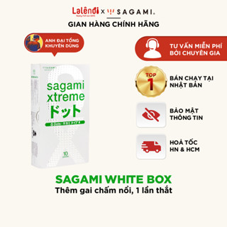 Bao cao su gai SAGAMI White Box. bcs có chấm nổi, 1 lần thắt  hộp 10 bao, hộp 3 bao Lalendi Store