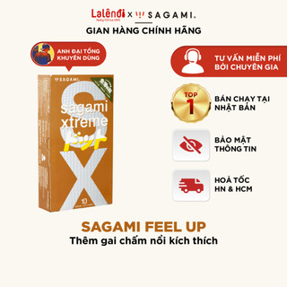  Bao cao su Sagami Feel Up - BCS siêu mỏng có gân gai tự co giãn truyền nhiệt nhanh hộp 10 chiếc | Lalendi Store 