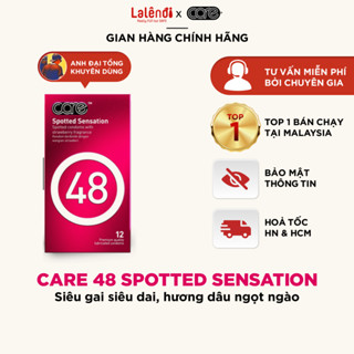 Bao cao su có gai CARE 48, hương dâu mỏng kéo dài thời gian, tăng cường gel bôi trơn, hộp 12 bao,hộp 3 bao Lalendi Store
