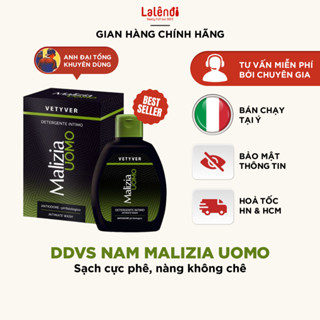 Dung dịch vệ sinh vùng kín nam MALIZIA UOMO hương cỏ thơm Vetyver ngăn mùi 200ml, chăm sóc sức khỏe nam giới | LALENDI