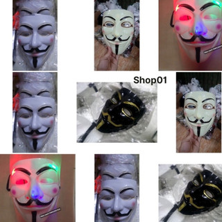 (Bán giá cày view) Mặt nạ hacker có đèn phát sáng đen trắng vàng các loại loại đẹp có kẻ viền mắt