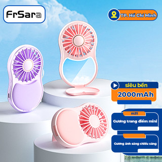 Quạt cầm tay mini, usb sạc và chiếu sáng gương trang điểm, 3 bánh răng tốc độ gió điều chỉnh,Dung lượng Pin 20000 mAh