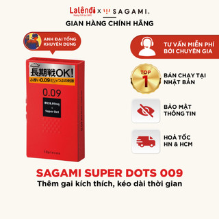 Bao cao su Sagami 0.09 Super Dots kéo dài thời gian, có gai (10 bao/hộp) | Lalendi Store