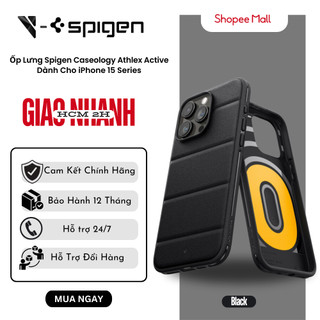  Ốp Lưng Iphone 15Pro/15ProMax Spigen Caseology Athlex Active Black Chất Liệu Tpu Và Pc