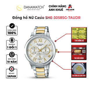 Đồng hồ nữ casio she-3058sg-7audr thiết kế nổi bật mặt kính khoáng bền đẹp