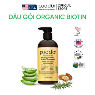 Dầu gội hữu cơ hỗ trợ giảm rụng tóc, mọc tóc Biotin Pura D'or Original Gold Label - 236ml/473ml