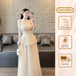 Đầm Maxi Dáng Xòe MELLYSTORE Váy Đi Biển Chất Liệu Tơ Nến 3 Màu Cao Cấp