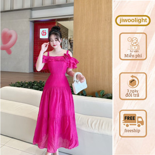 Váy Maxi Trễ Vai 2 Dây 2 Lớp Bèo Chất Đũi Mềm Mát ĐI Biển Dáng Dài
