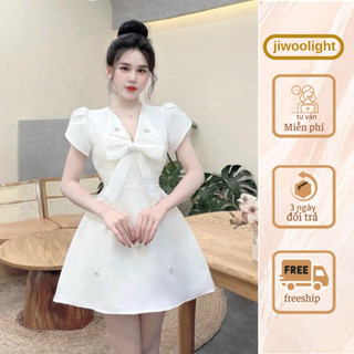 Váy tafta đính nơ đá phối nơ ngực dáng ngắn xoè from chuẩn cực xinh